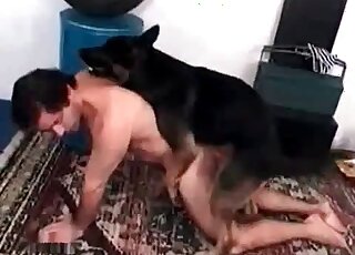 Shepherd dog bangs its owner's ass in a nasty XXX zoo porn