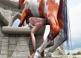 Animated zoo porn - Brunette is sodomized by massive horse shaft