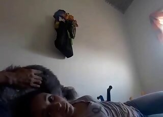Amateur brunette loves filming herself while blowing poodle