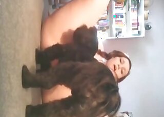 Tiny black dog does phenomenal cunny licking work on teen girl pussy