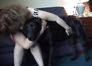 Mature housewife spreads legs for pussy licking favor from Labrador