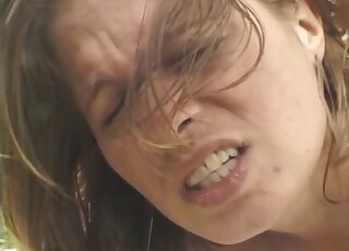 Latina hussies share stiff dog shaft in passionate zoo threesome