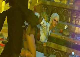 Ciri from The Witcher gets fucked by this well-hung werewolf beast