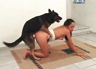 Shepherd dog is glad to please horny zoophile bitch with fucking