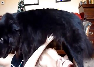 Redheaded vixen with natural tits deepthroating this animal peen