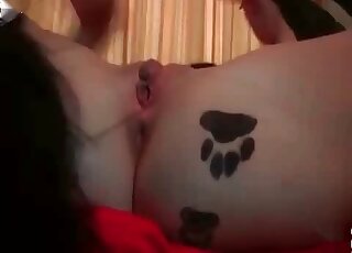Passionate zoophilic action with closeups with a brunette hoe