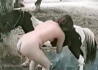 Cock craving hottie gievs head to a stallion swallows a load of cum