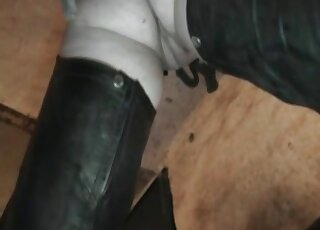 Bitch gets her twat filled with tons of jizz after sex with a horse