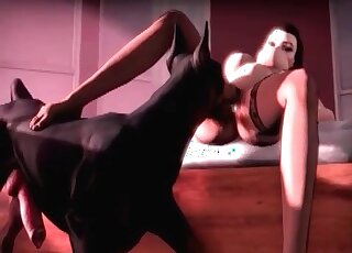 Anime dog licks glorious pussy of a sweet chick in a zoo porno cartoon