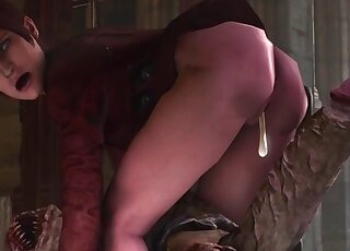 Anime MILF takes an awesome ride on cock of a cartoon beast